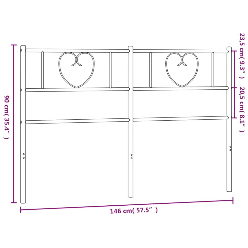 Hoofdbord 140 cm metaal zwart