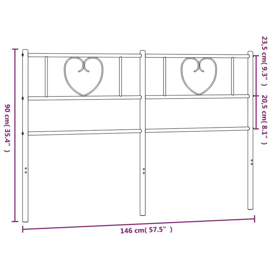Hoofdbord 140 cm metaal zwart