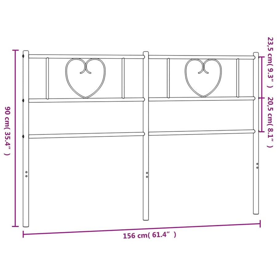 Hoofdbord 150 cm metaal zwart