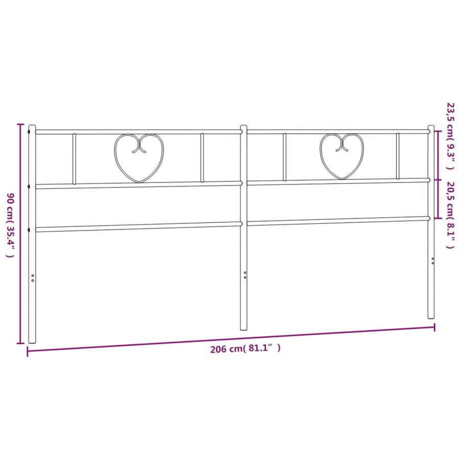 Hoofdbord 200 Cm Metaal Zwart