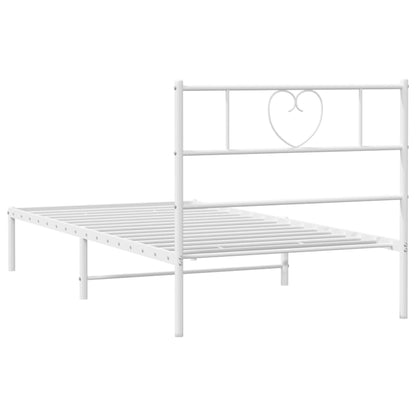 Bedframe Zonder Matras Metaal 75 x 190 cm Wit met hoofdbord