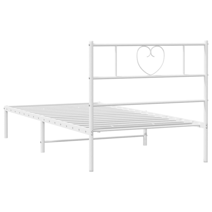Bedframe Metaal 80 x 200 cm Wit met hoofdbord