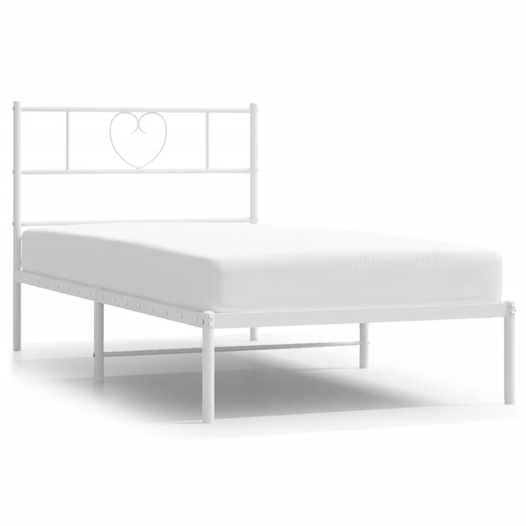 Bedframe Metaal 100 x 190 cm Wit met hoofdbord