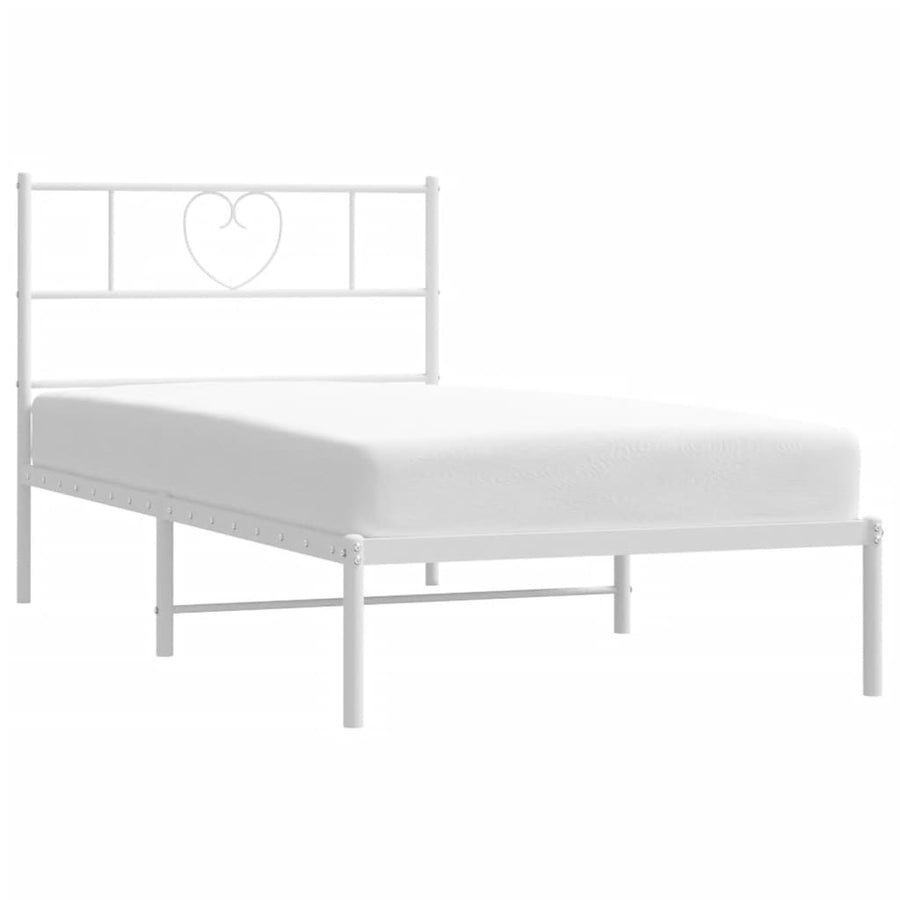 Bedframe Metaal 100 x 190 cm Wit met hoofdbord