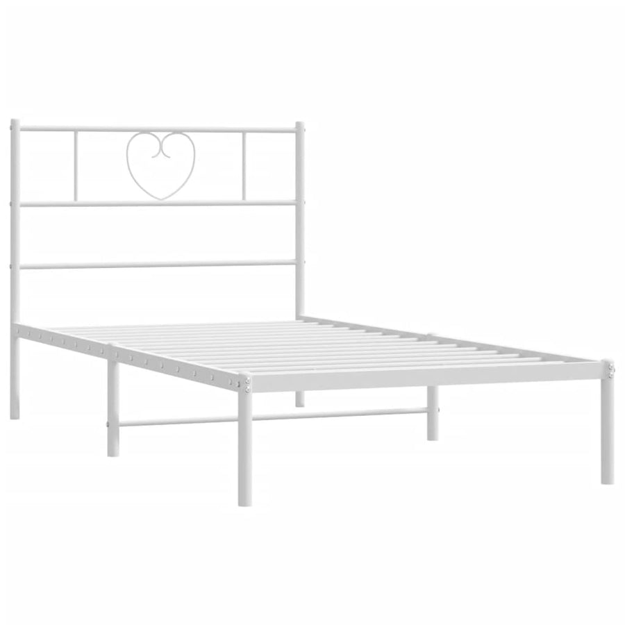 Bedframe Metaal 100 x 190 cm Wit met hoofdbord