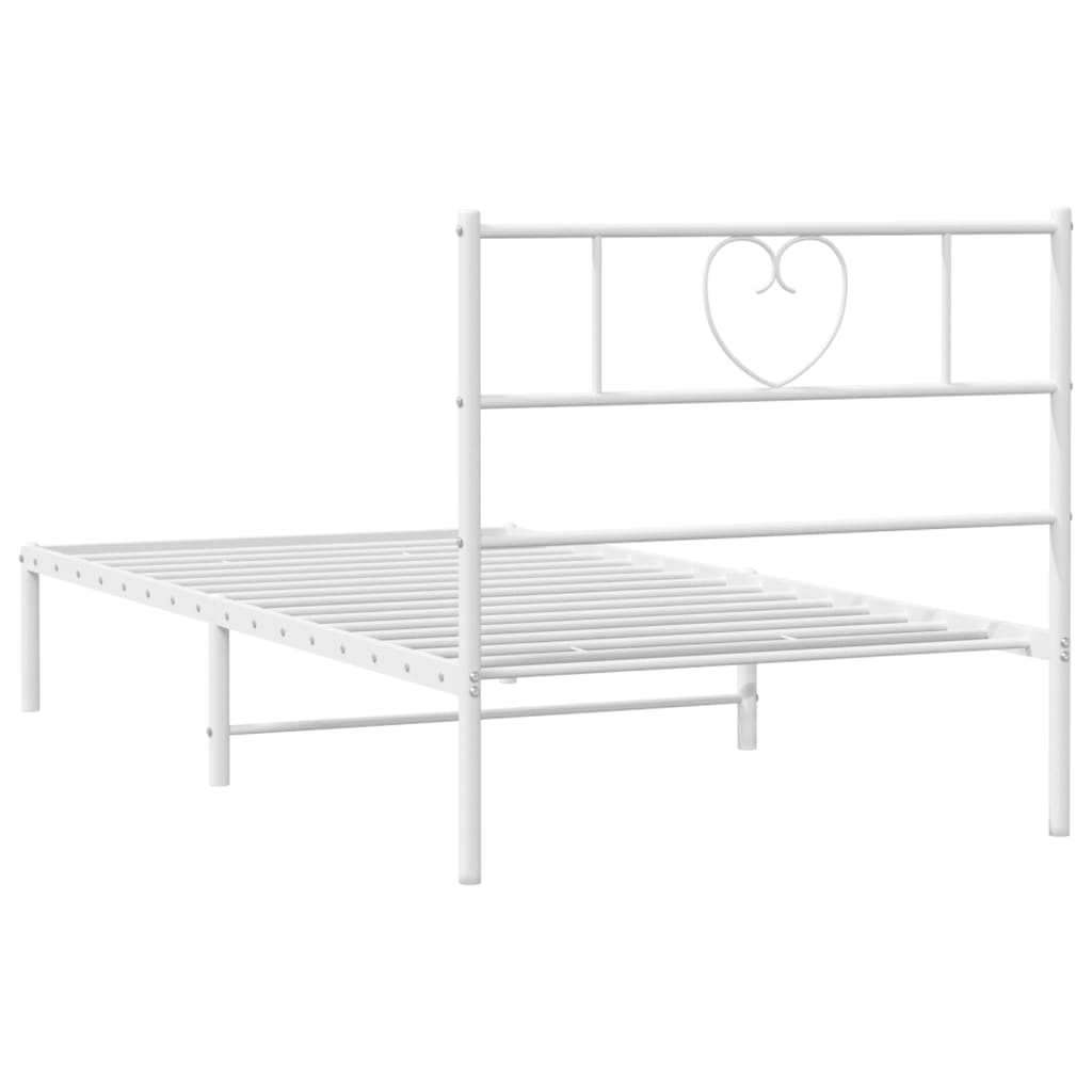 Bedframe Metaal 100 x 190 cm Wit met hoofdbord