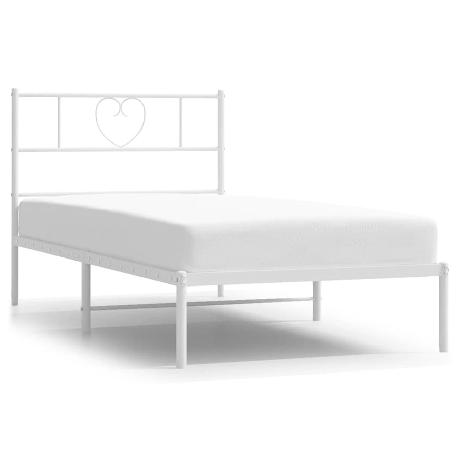 Bedframe Metaal 100 x 200 cm Wit met hoofdbord