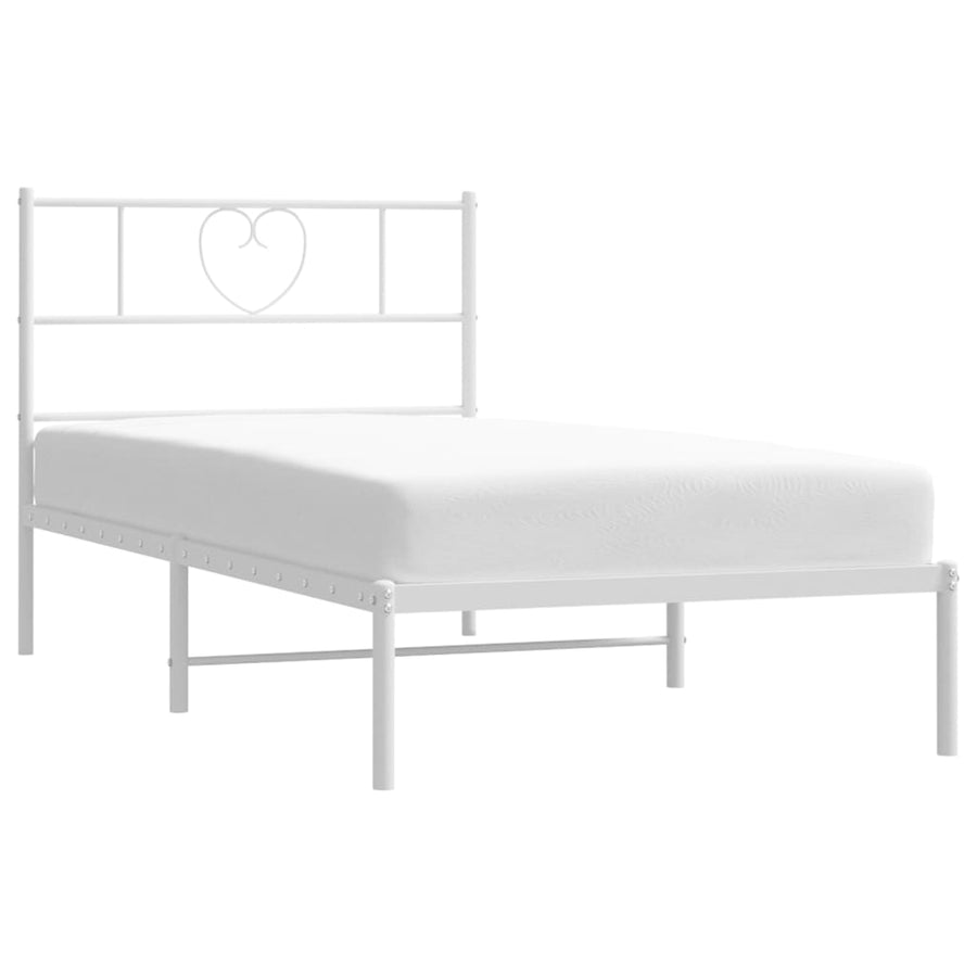 Bedframe Metaal 100 x 200 cm Wit met hoofdbord