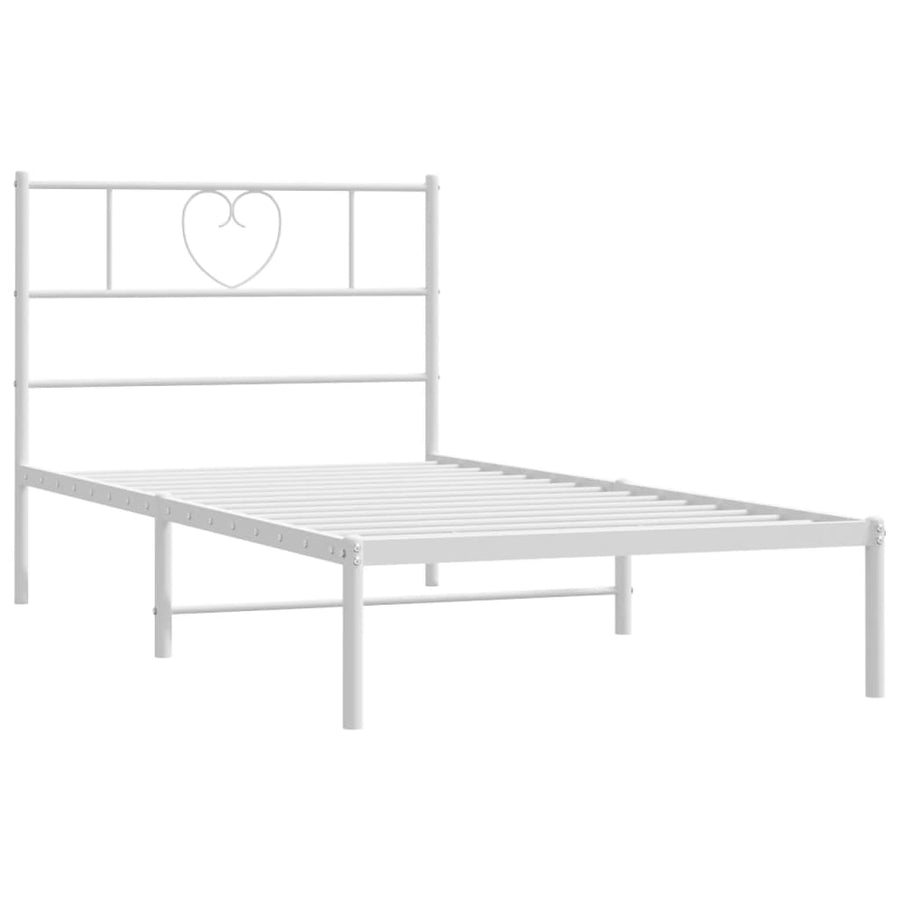 Bedframe Metaal 100 x 200 cm Wit met hoofdbord