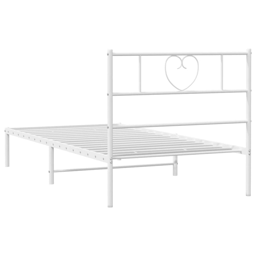 Bedframe Metaal 100 x 200 cm Wit met hoofdbord