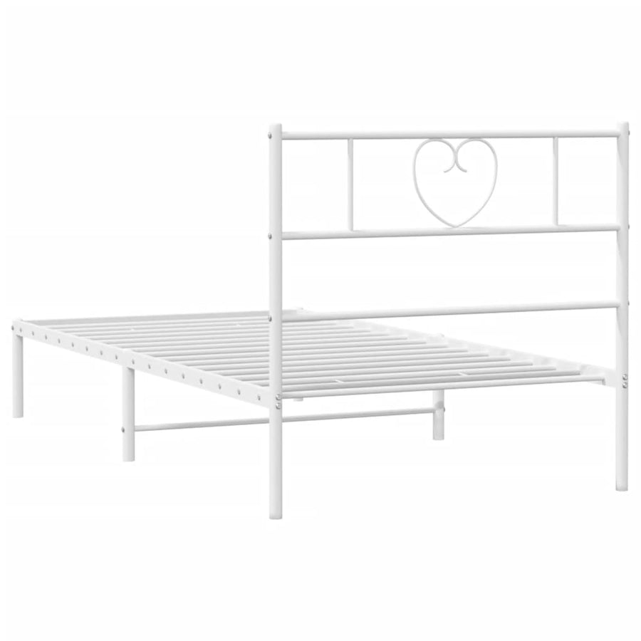 Bedframe Metaal 107 x 203 cm Wit met hoofdbord