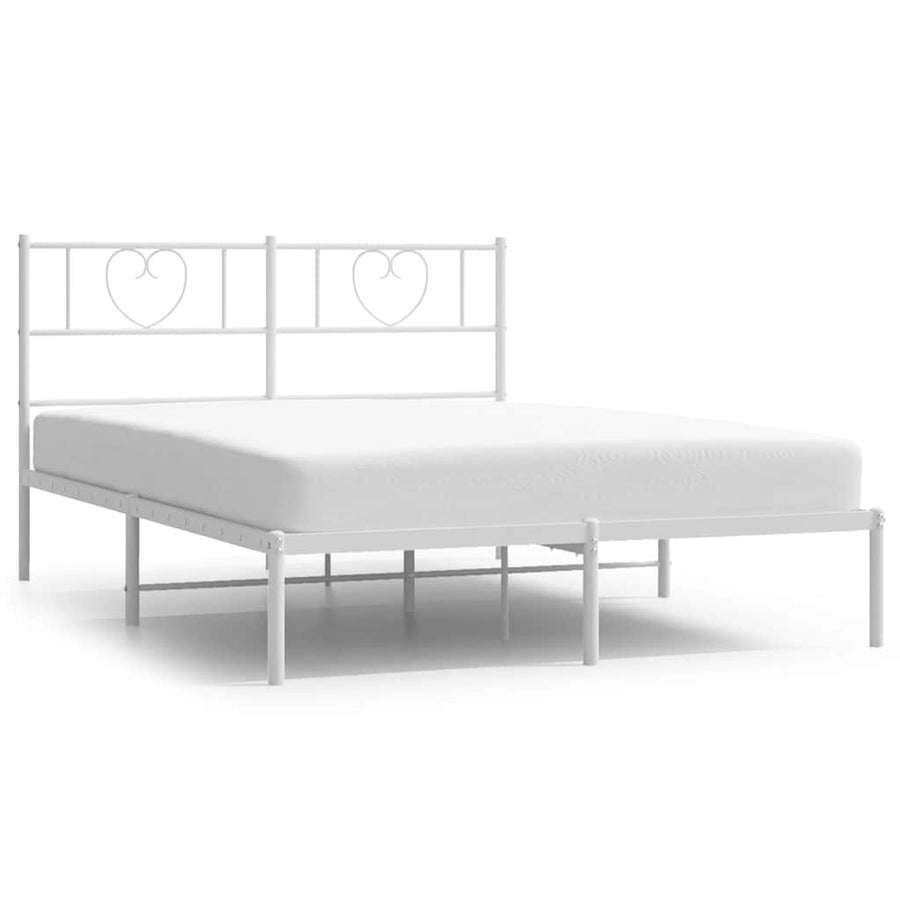 Bedframe Metaal 135 x 190 cm Wit met hoofdbord
