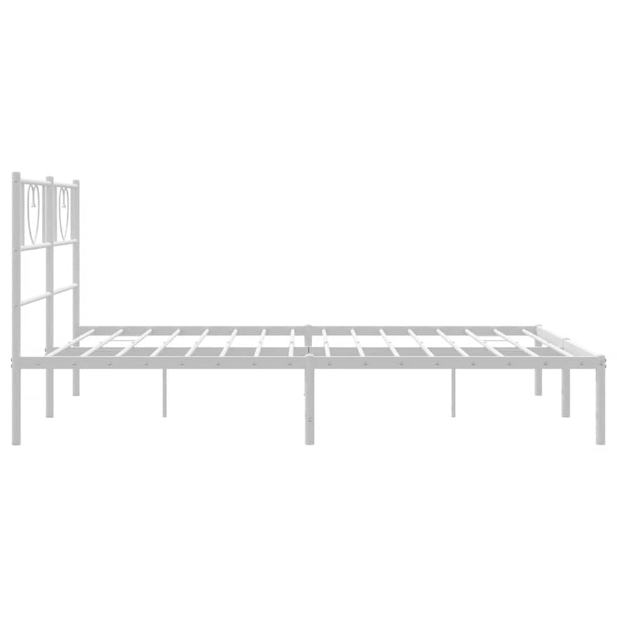 Bedframe Metaal 135 x 190 cm Wit met hoofdbord