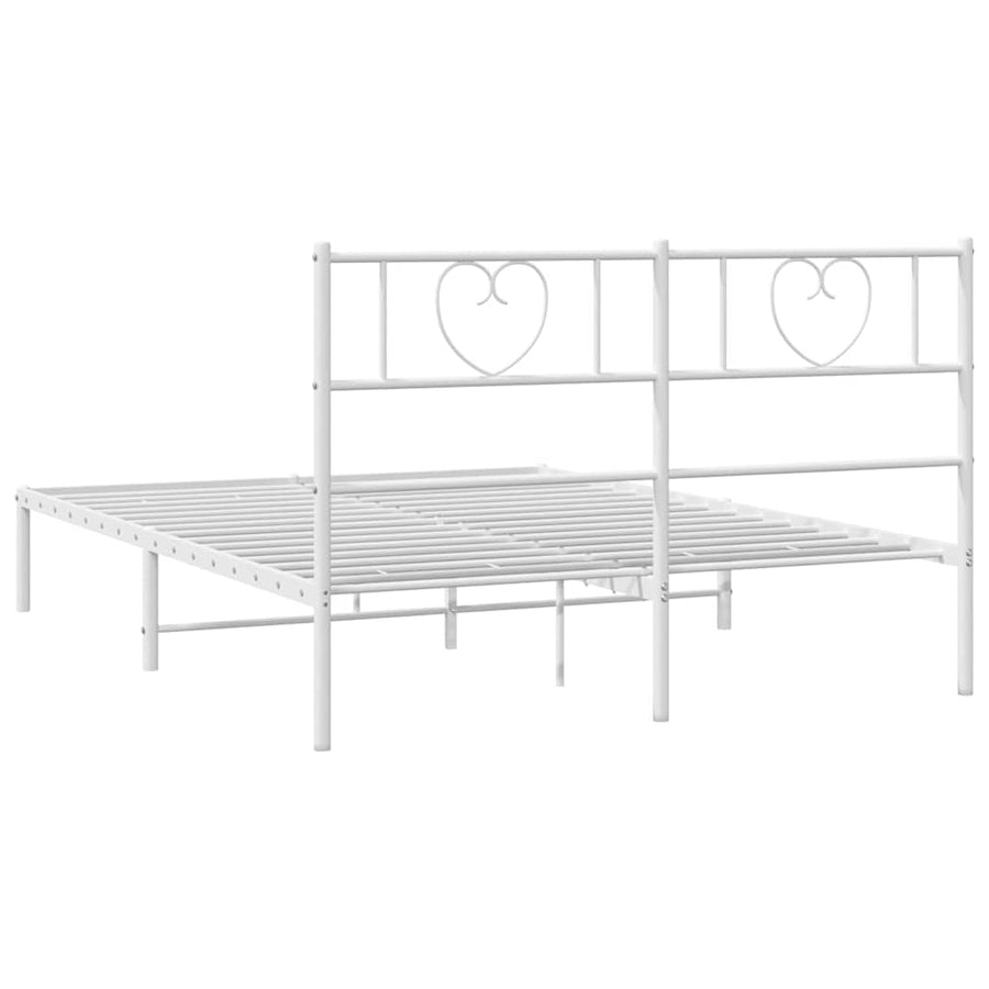Bedframe Metaal 135 x 190 cm Wit met hoofdbord