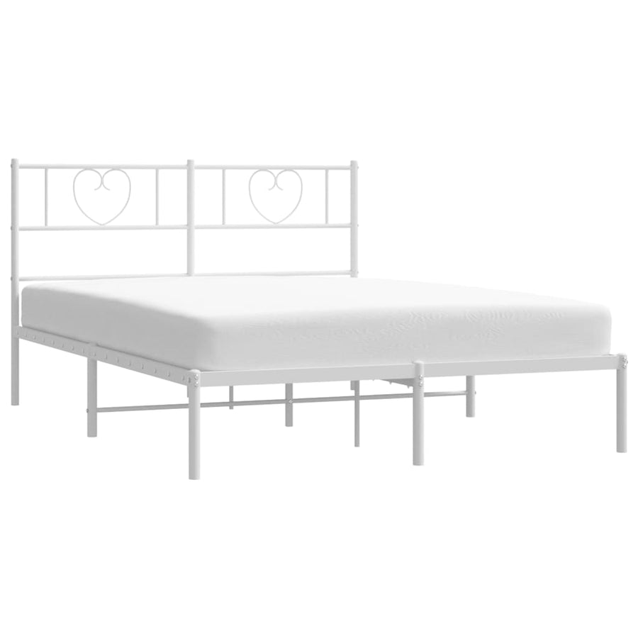 Bedframe Metaal 140 x 190 cm Wit met hoofdbord