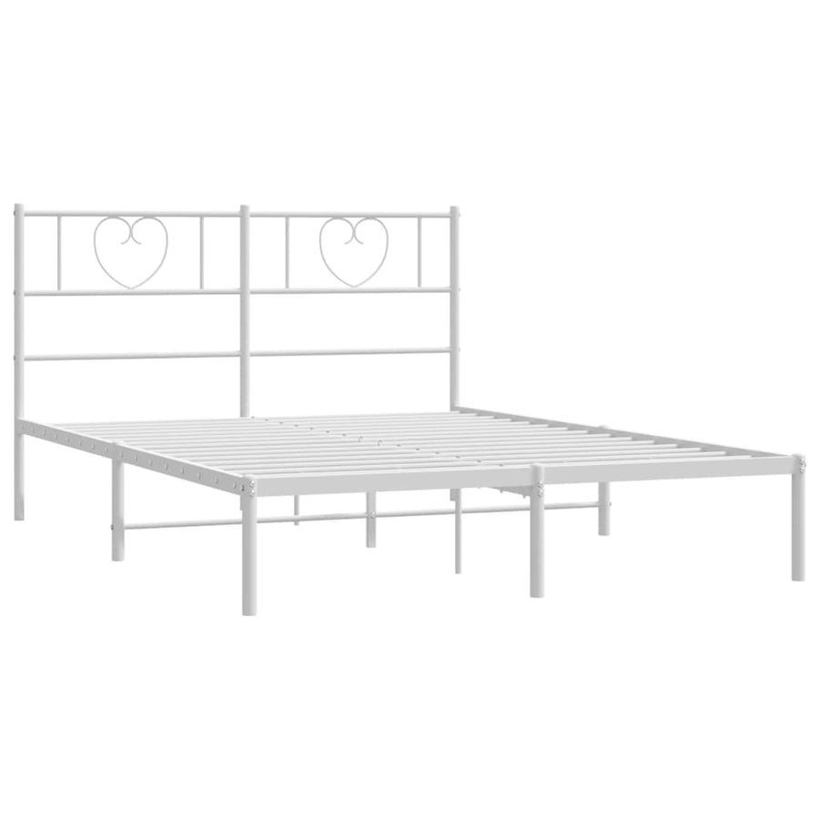 Bedframe Metaal 140 x 190 cm Wit met hoofdbord