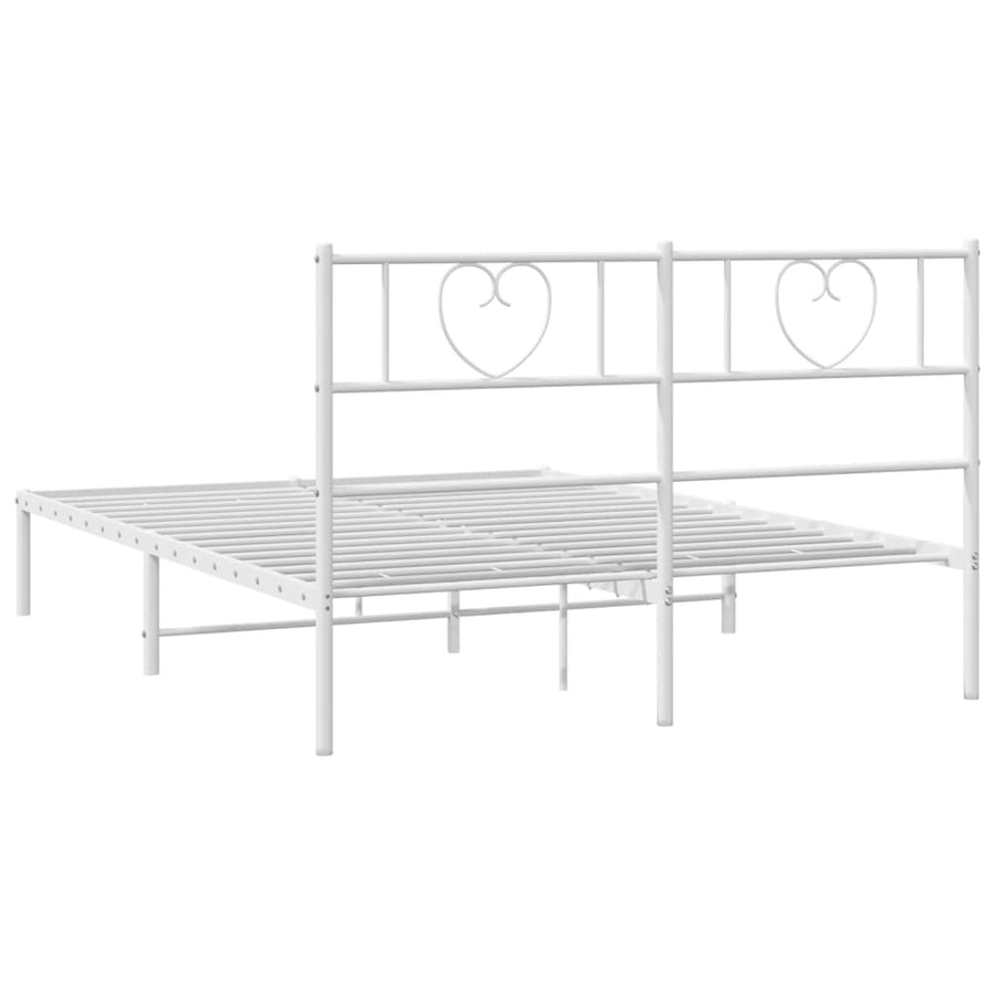 Bedframe Metaal 140 x 190 cm Wit met hoofdbord