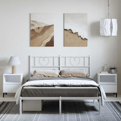 Bedframe Metaal 150 x 200 cm Wit met hoofdbord
