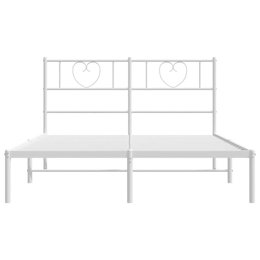 Bedframe Metaal 150 x 200 cm Wit met hoofdbord