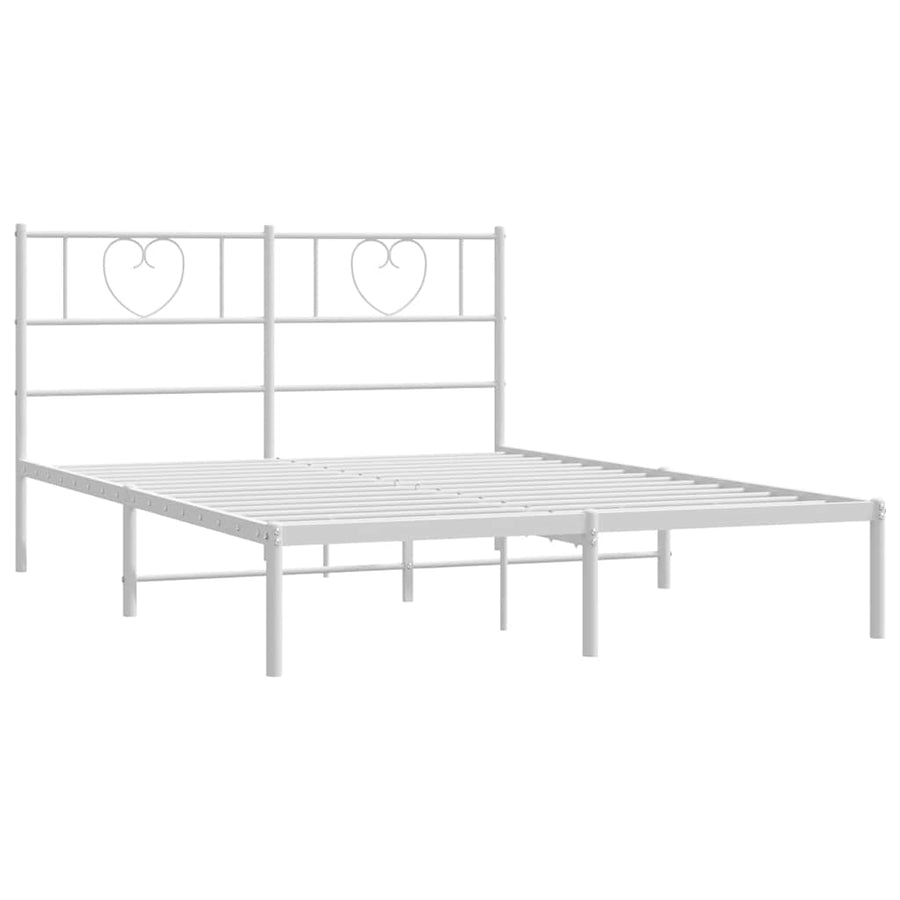 Bedframe Metaal 150 x 200 cm Wit met hoofdbord