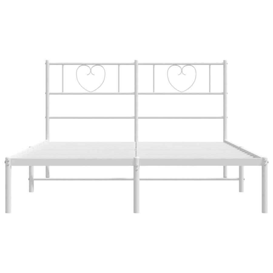 Bedframe Metaal 160 x 200 cm Wit met hoofdbord