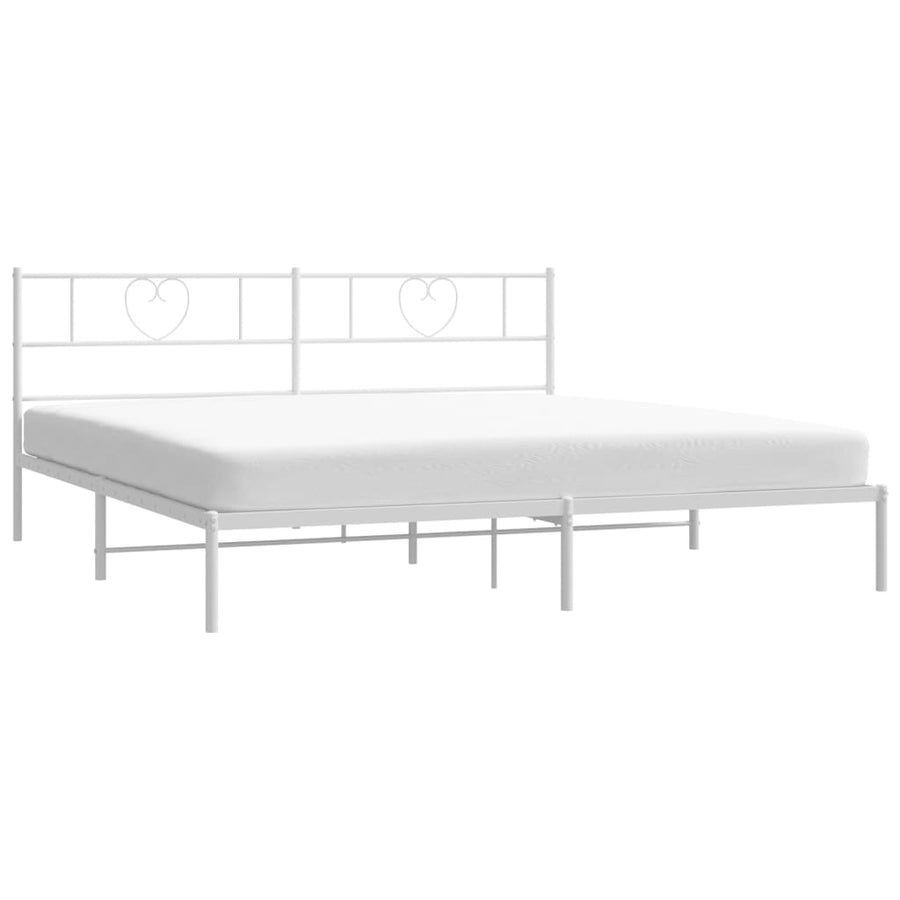 Bedframe Metaal 183 x 213 cm Wit met hoofdbord