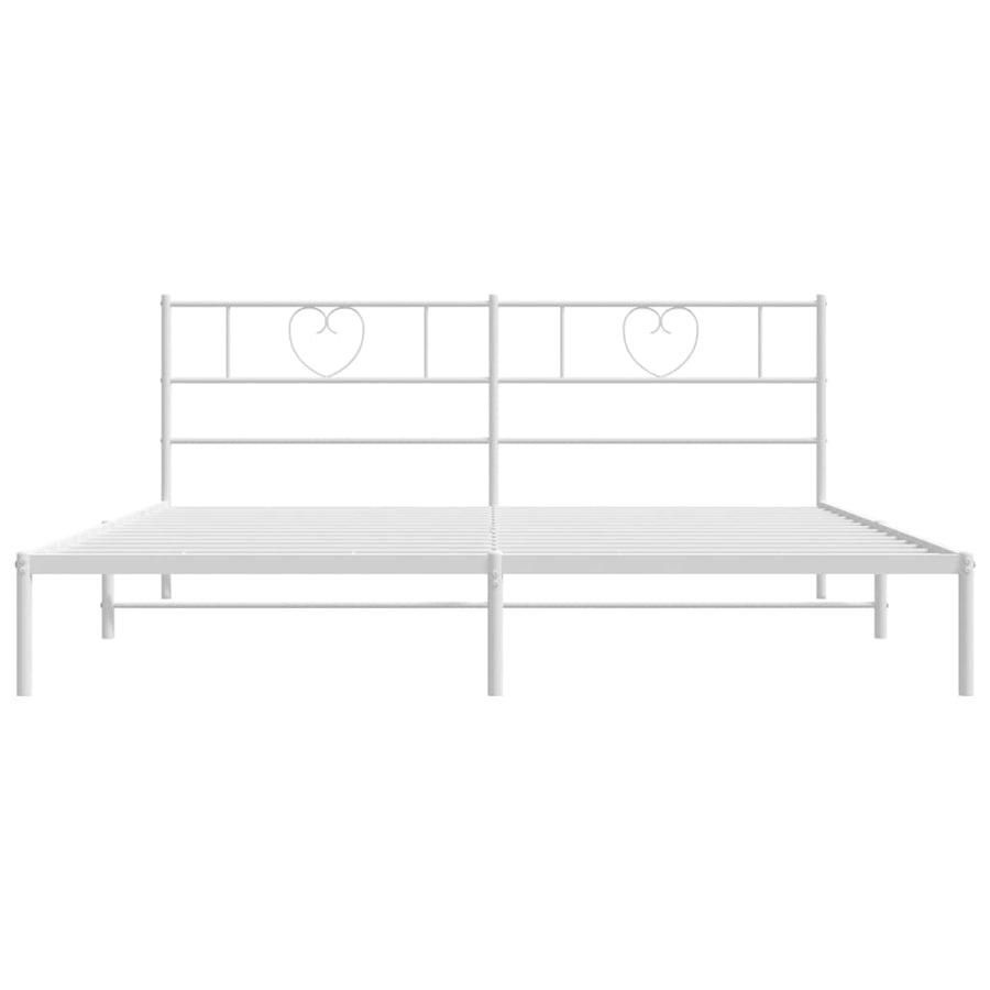 Bedframe Metaal 183 x 213 cm Wit met hoofdbord