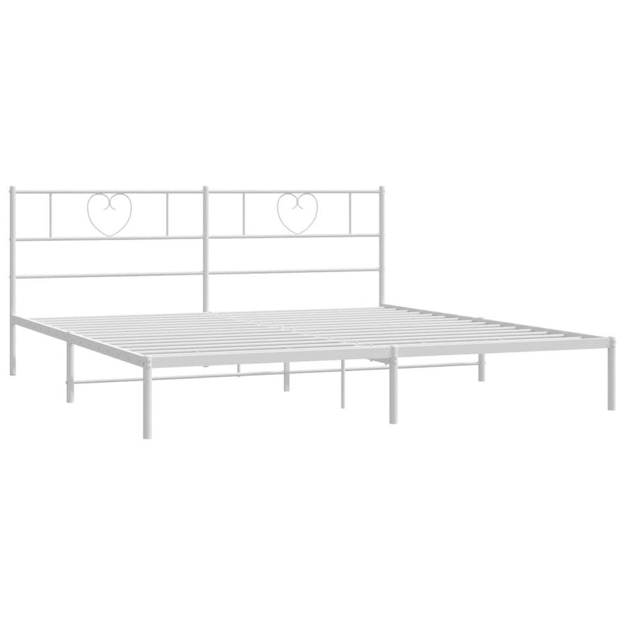 Bedframe Metaal 183 x 213 cm Wit met hoofdbord