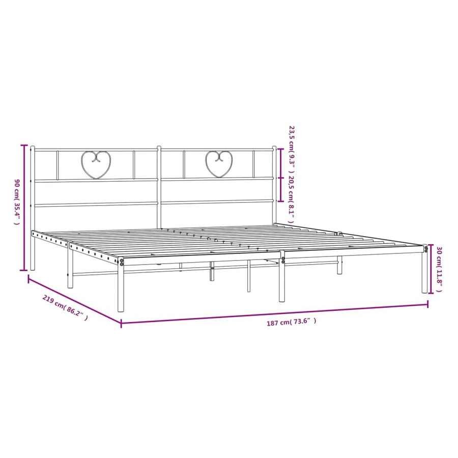 Bedframe Metaal 183 x 213 cm Wit met hoofdbord