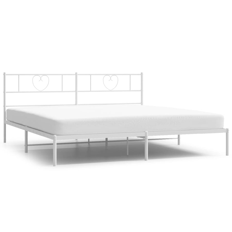 Bedframe Metaal 193 x 203 cm Wit met hoofdbord