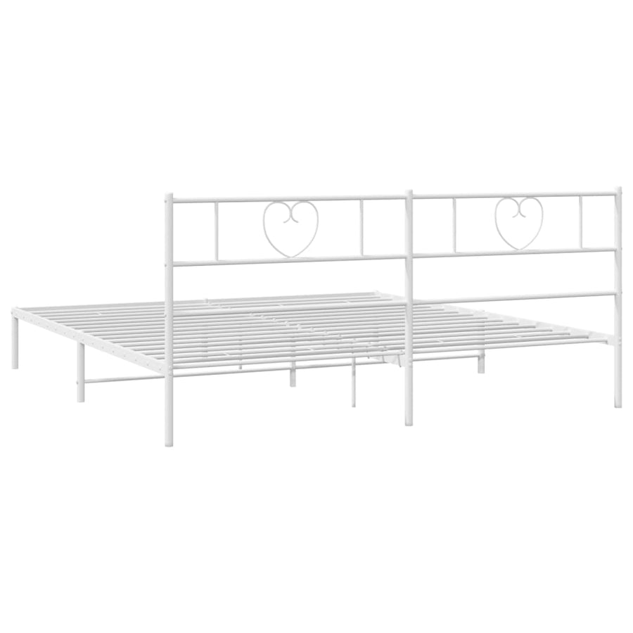 Bedframe Metaal 193 x 203 cm Wit met hoofdbord