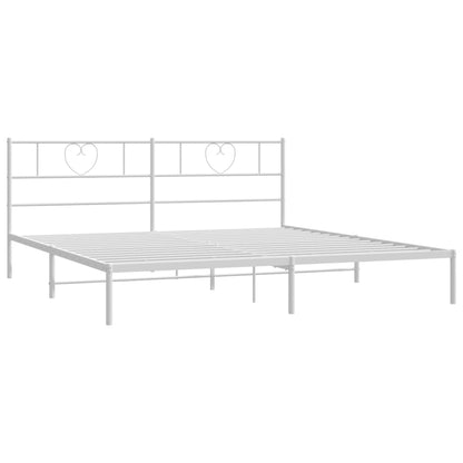 Bedframe Metaal 200 x 200 cm Wit met hoofdbord
