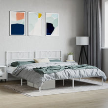 Bedframe Metaal 200 x 200 cm Wit met hoofdbord
