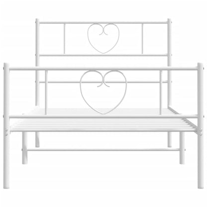 Bedframe Met Hoofd- En Voeteneinde Metaal 75 x 190 cm Wit met hoofdbord & voetbord