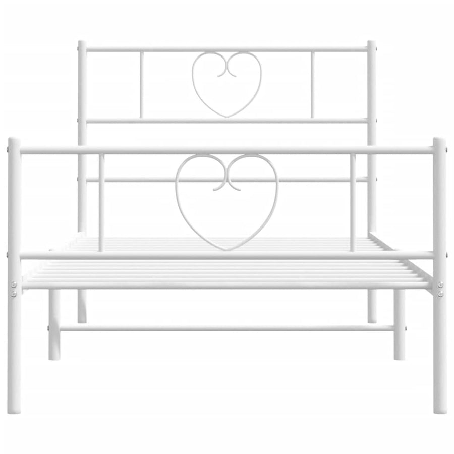 Bedframe Met Hoofd- En Voeteneinde Metaal 75 x 190 cm Wit met hoofdbord & voetbord
