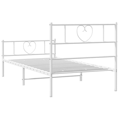 Bedframe Met Hoofd- En Voeteneinde Metaal 75 x 190 cm Wit met hoofdbord & voetbord