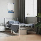 Bed frame with head and footboard metal white 75x190 cm