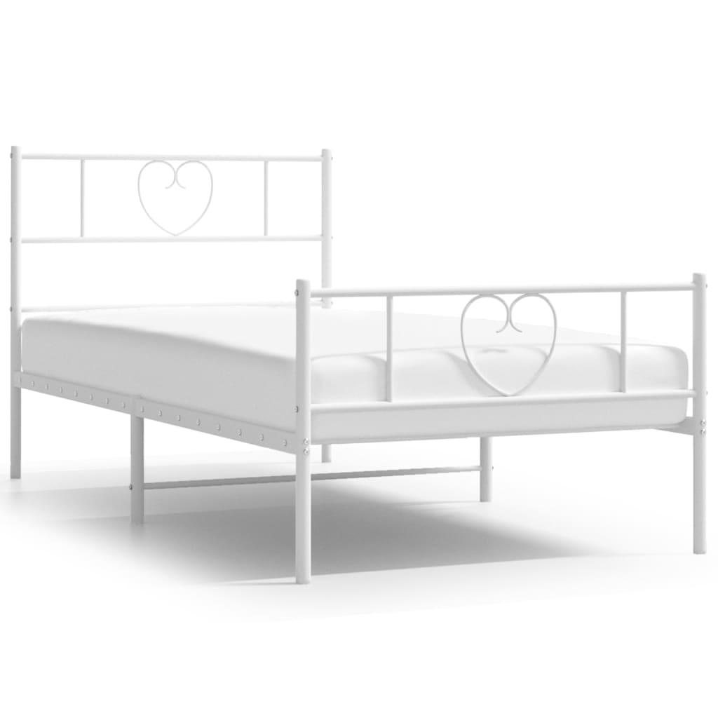 Bedframe Met Hoofd- En Voeteneinde Metaal 80 x 200 cm Wit met hoofdbord & voetbord