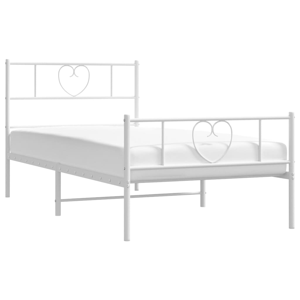 Bedframe Met Hoofd- En Voeteneinde Metaal 80 x 200 cm Wit met hoofdbord & voetbord