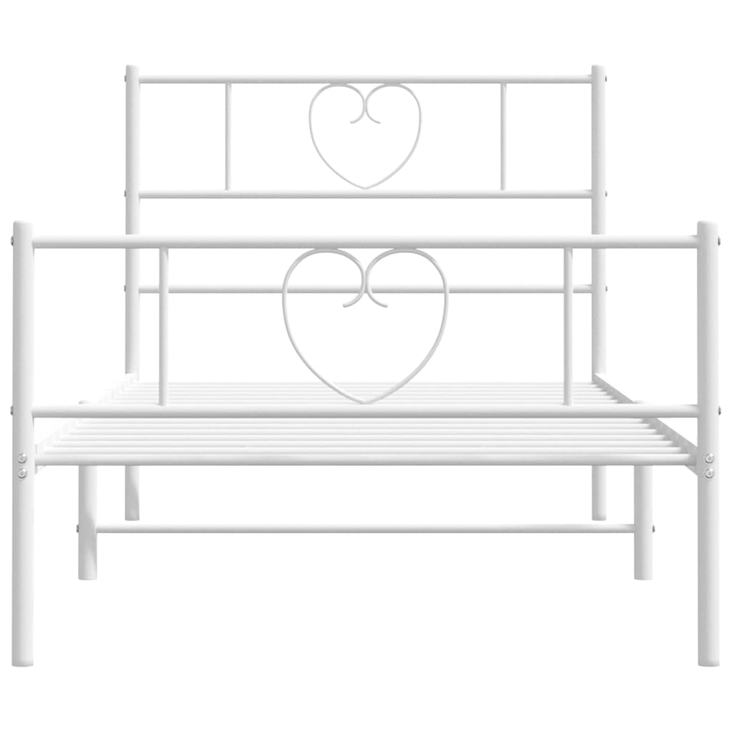 Bedframe Met Hoofd- En Voeteneinde Metaal 80 x 200 cm Wit met hoofdbord & voetbord