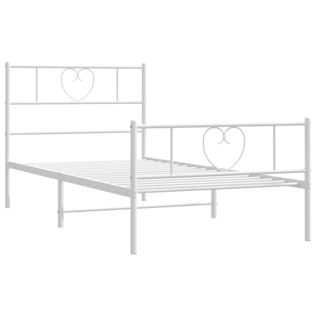 Bedframe Met Hoofd- En Voeteneinde Metaal 80 x 200 cm Wit met hoofdbord & voetbord