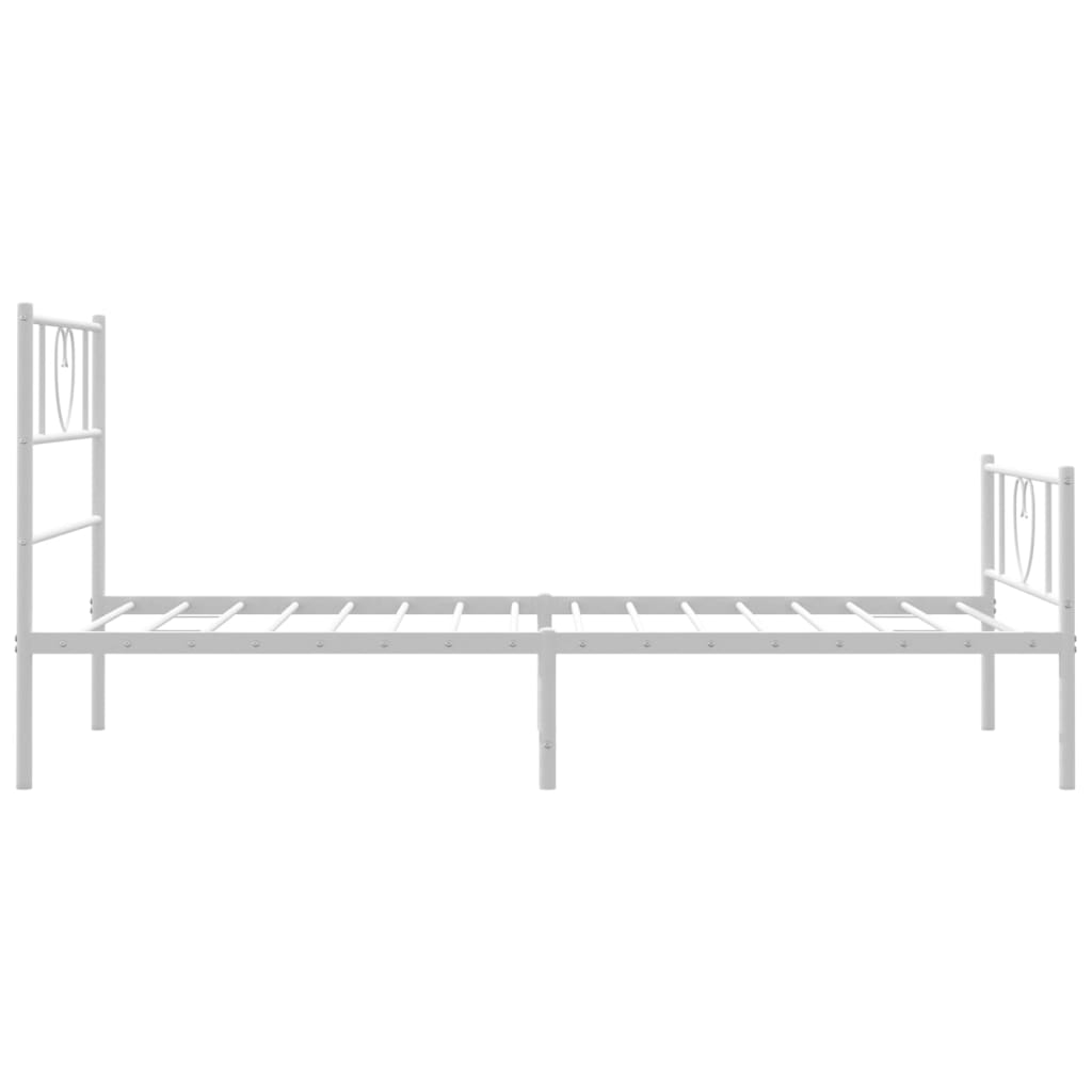 Bedframe Met Hoofd- En Voeteneinde Metaal 80 x 200 cm Wit met hoofdbord & voetbord