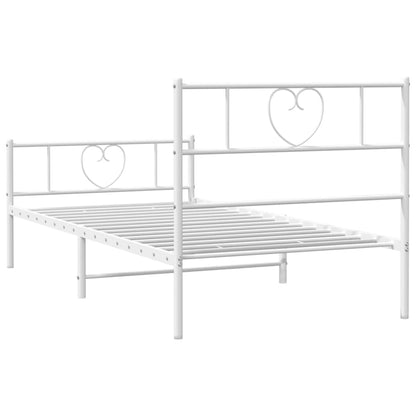 Bedframe Met Hoofd- En Voeteneinde Metaal 80 x 200 cm Wit met hoofdbord & voetbord