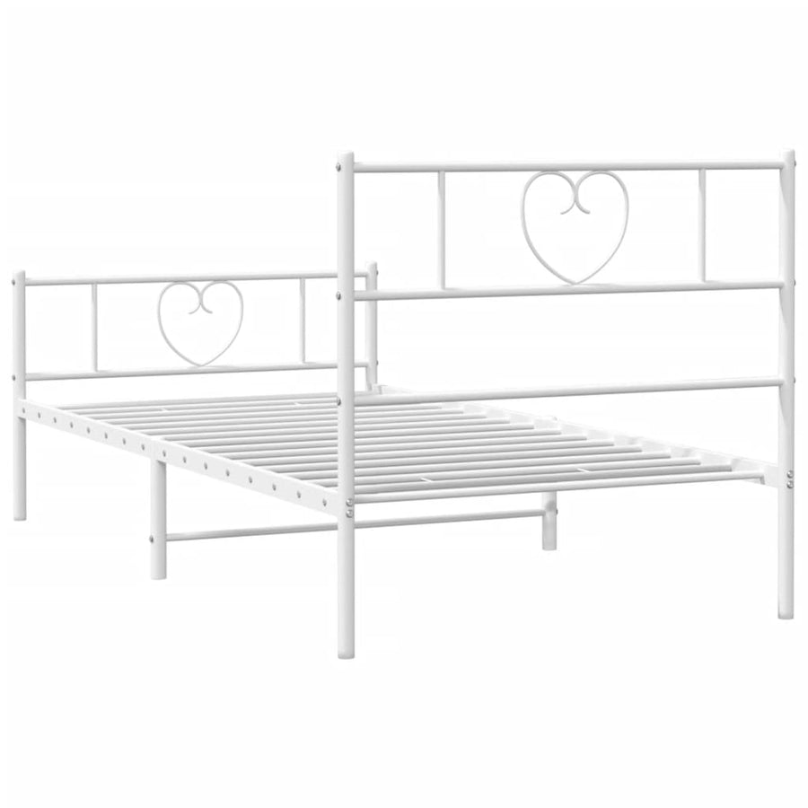 Bedframe Met Hoofd- En Voeteneinde Metaal 90 x 190 cm Wit met hoofdbord & voetbord