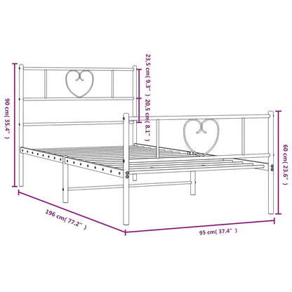 Bedframe Met Hoofd- En Voeteneinde Metaal 90 x 190 cm Wit met hoofdbord & voetbord