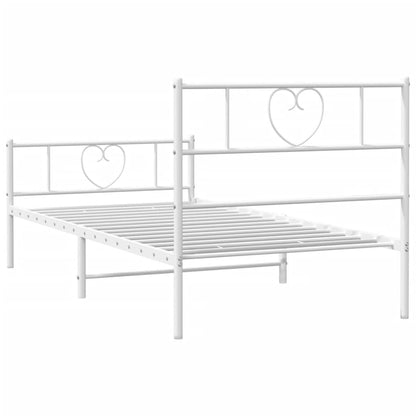 Bedframe Met Hoofd- En Voeteneinde Metaal 90 x 200 cm Wit met hoofdbord & voetbord