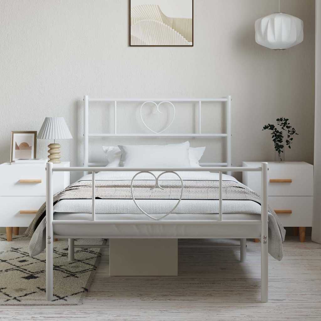 Bedframe Met Hoofd- En Voeteneinde Metaal 100 x 190 cm Wit