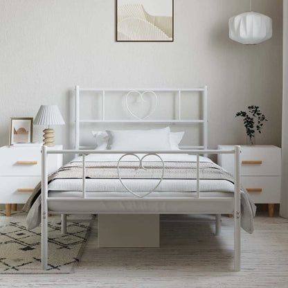 Bedframe Met Hoofd- En Voeteneinde Metaal 100 x 190 cm Wit