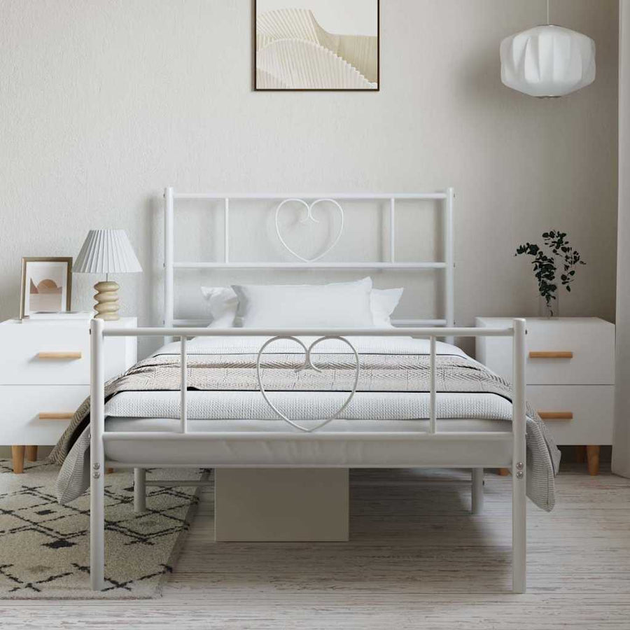 Bedframe Met Hoofd- En Voeteneinde Metaal 100 x 190 cm Wit