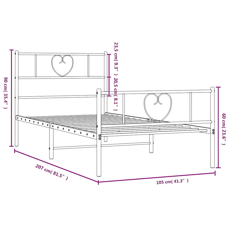 Bedframe Met Hoofd- En Voeteneinde Metaal 100 x 200 cm Wit
